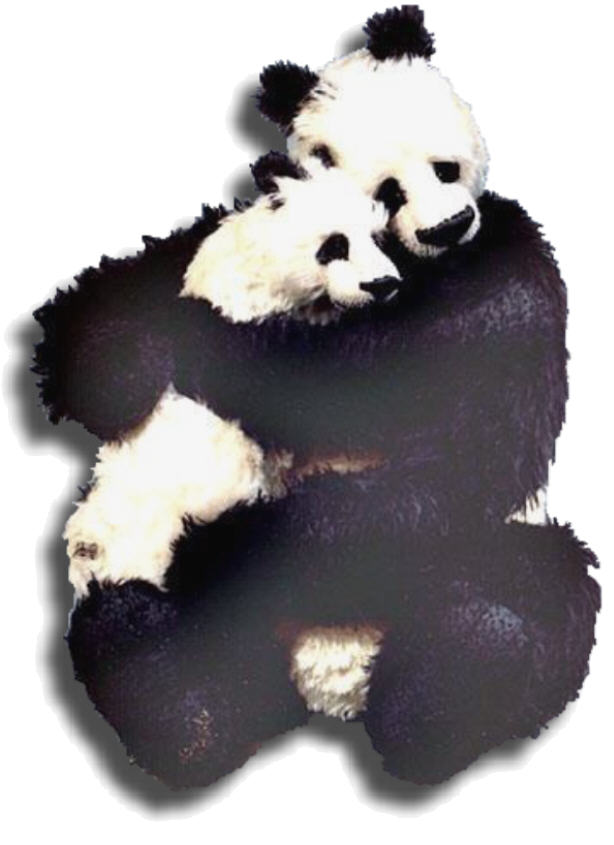 Mama and Baby Panda  - Handmade Teddy Bears, Mohair Teddy Bears, Artist Teddy Bears by Award Winning Artist Denise Purrington